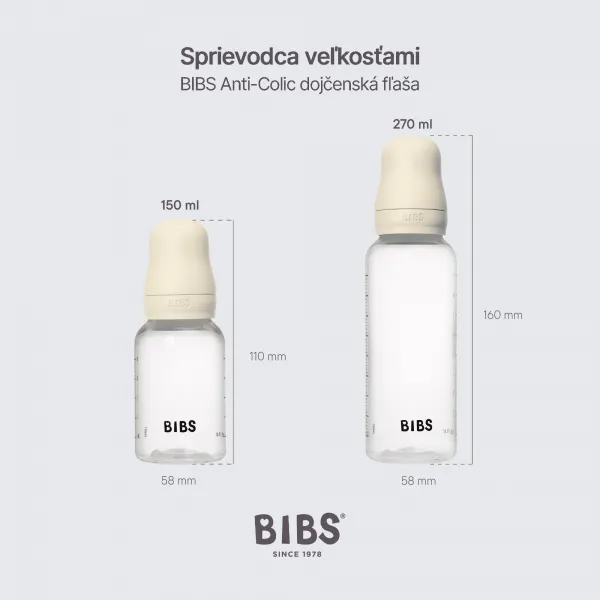 Dojčenská fľaša BIBS – plastová, silikónový cumlík, Baby Blue, 270 ml