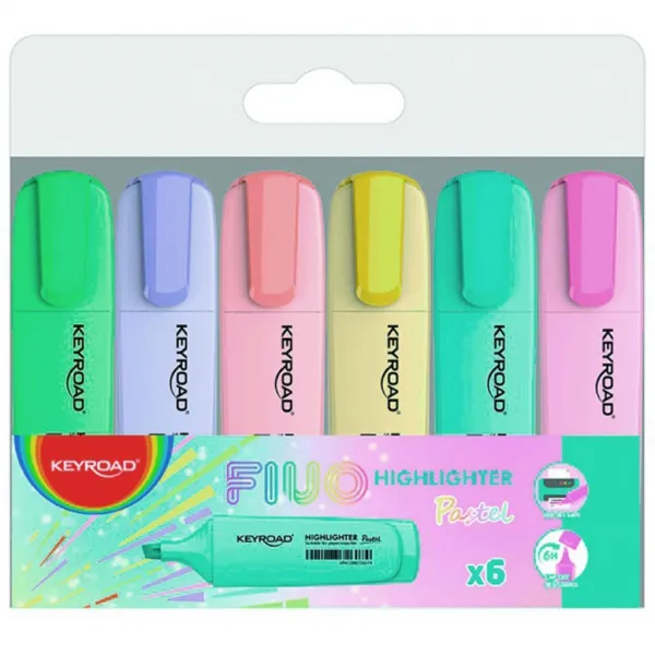 Sada zvýrazňovačov KEYROAD Pastel, 6 ks