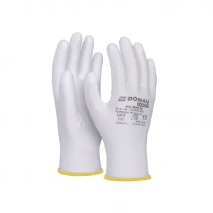 Rukavice pletené, polomáčané DONAU SAFETY PU kat. II biele veľ. 10