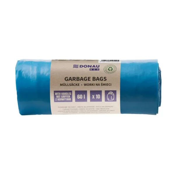 Vrecia zaväzovacie DONAU ECO 60 ℓ, 30 mic, 10 ks, modré