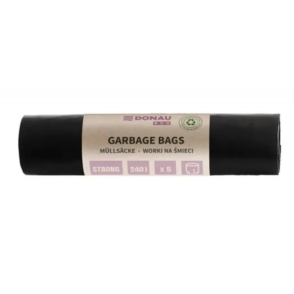 Vrecia DONAU ECO strong, 240 ℓ, 70 mic 5 ks, čierne, LDPE