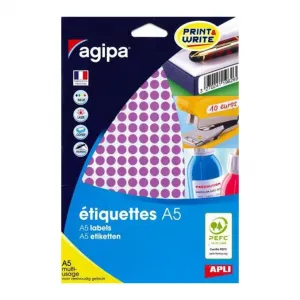 Etikety kruhové 8mm Agipa A5 fialové