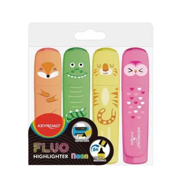 Sada zvýrazňovačov KEYROAD Fluo Jungle, sada 4 ks farieb