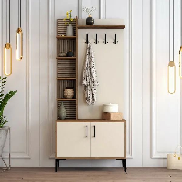 Predsieňová stena Viyana D - Walnut, Cream