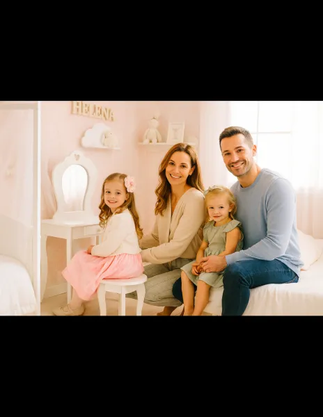 Detský toaletný stolík s taburetkou PHO2657 v bielej farbe