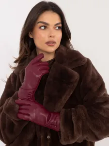 Burgundy women's gloves with buttons