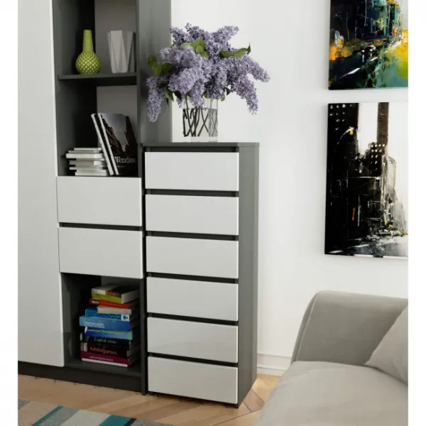 Ak furniture Komoda CL6 40 cm grafitově šedá/bílá