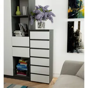 Ak furniture Komoda CL6 40 cm grafitově šedá/bílá