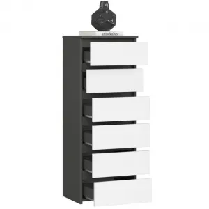 Ak furniture Komoda CL6 40 cm grafitově šedá/bílá