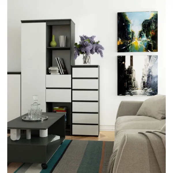 Ak furniture Komoda CL6 40 cm grafitově šedá/bílá