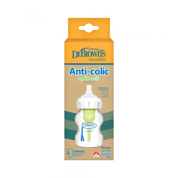 Dojčenská Antikoliková fľaša Options+ SKLENENÁ Wide-Neck 150ml (WB51700-P4)
