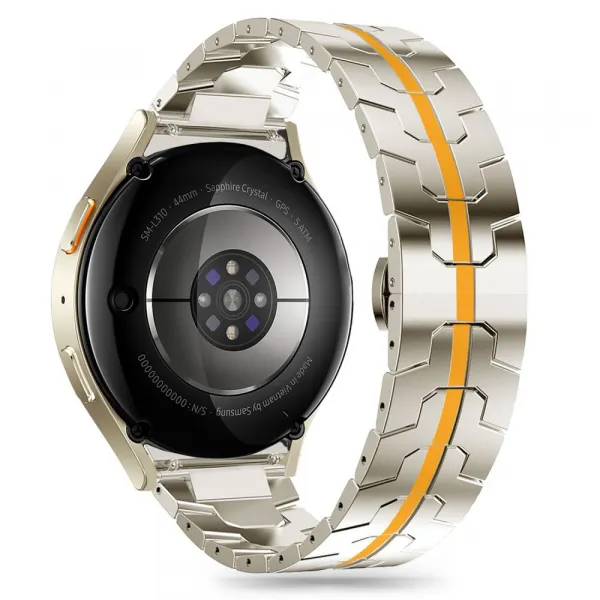 Tech-Protect Stainless Line remienok na Samsung Galaxy Watch 4 / 5 / 5 Pro / 6 / 7 / FE, titanium/orange