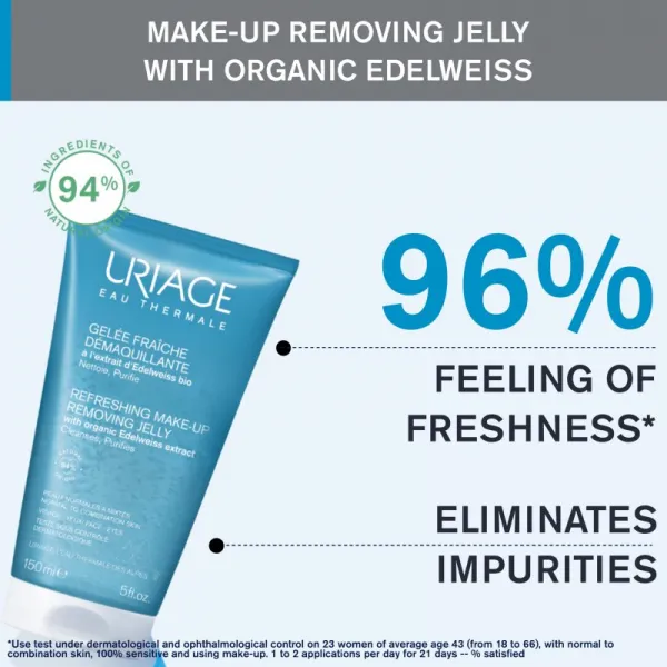Uriage Eau Thermale Make-Up Removing Jelly osviežujúci čistiaci gél pre mastnú a zmiešanú pleť 150 ml