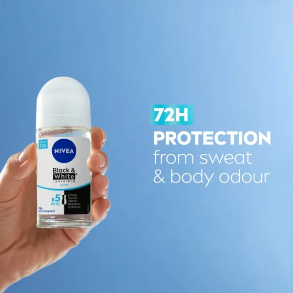 NIVEA Invisible Black & White Pure antiperspirant roll-on 48h 50 ml