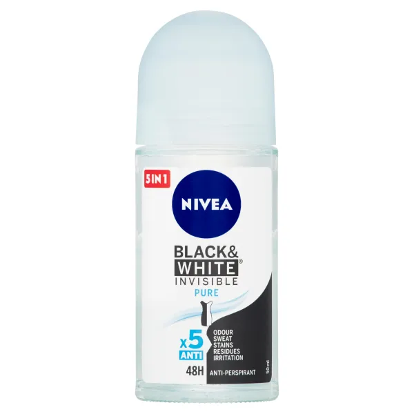 NIVEA Invisible Black & White Pure antiperspirant roll-on 48h 50 ml