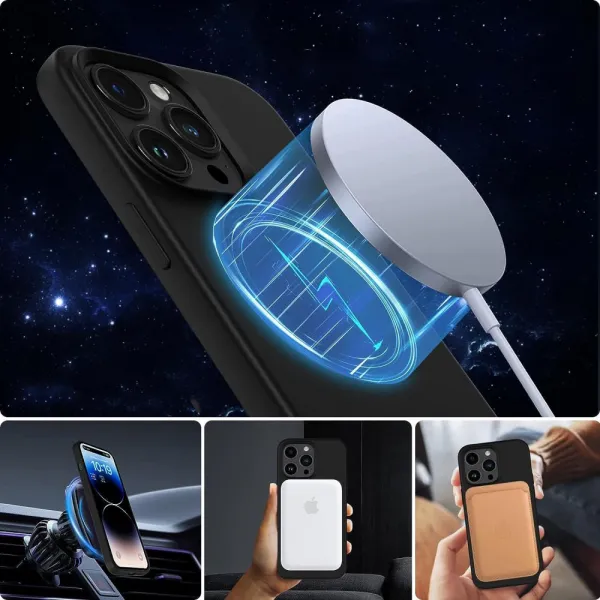 Tech-Protect Silicone MagSafe kryt na iPhone 15 Pro Max, čierny