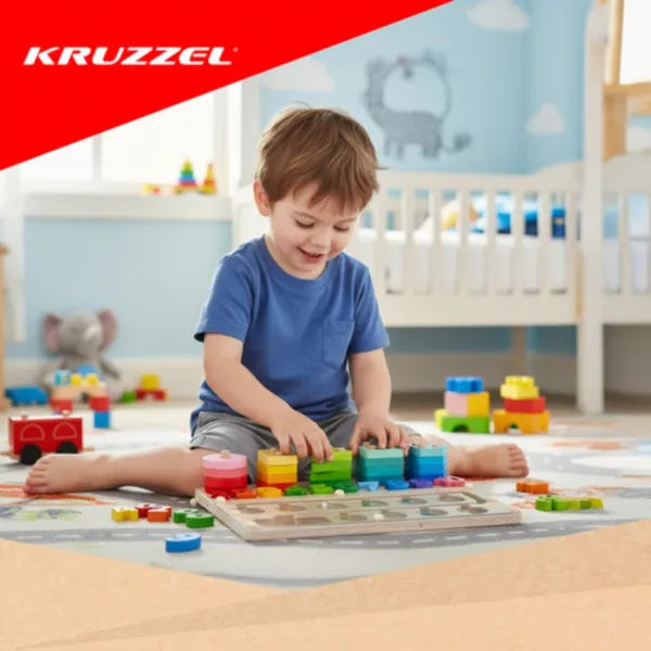 Kruzzel Montessori drevený sorter - koordinačná a edukačná hračka