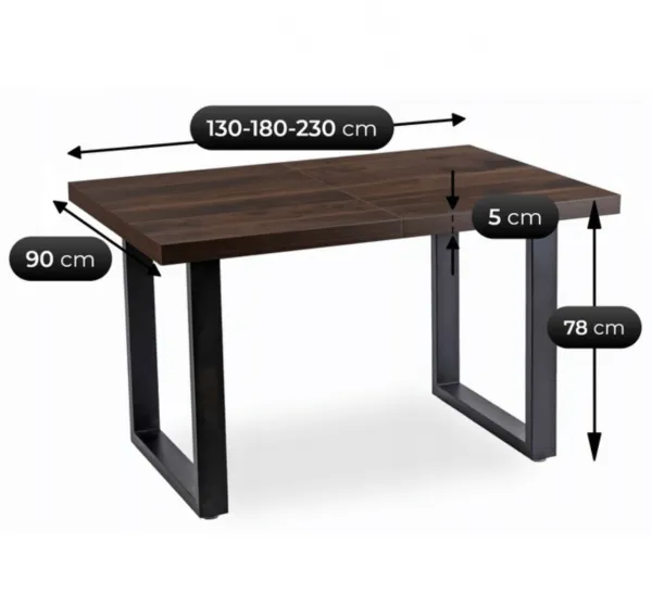 JAKS Rozkladací stôl 130 - 230 cm orech Tomas čierny