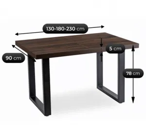 JAKS Rozkladací stôl 130 - 230 cm orech Tomas čierny