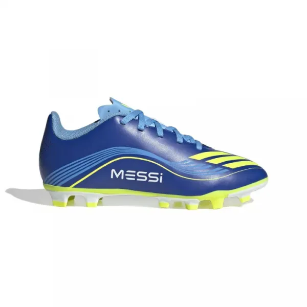 Chlapčenské futbalové kopačky outdoorové ADIDAS F50 Messi Club Jr FG MG team royal blue solar yellow semi blue burst