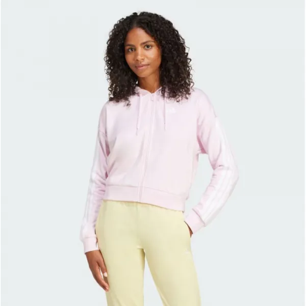 Dámska mikina so zipsom ADIDAS W 3S FT FZ HD CLPINK WHITE