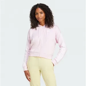 Dámska mikina so zipsom ADIDAS W 3S FT FZ HD CLPINK WHITE