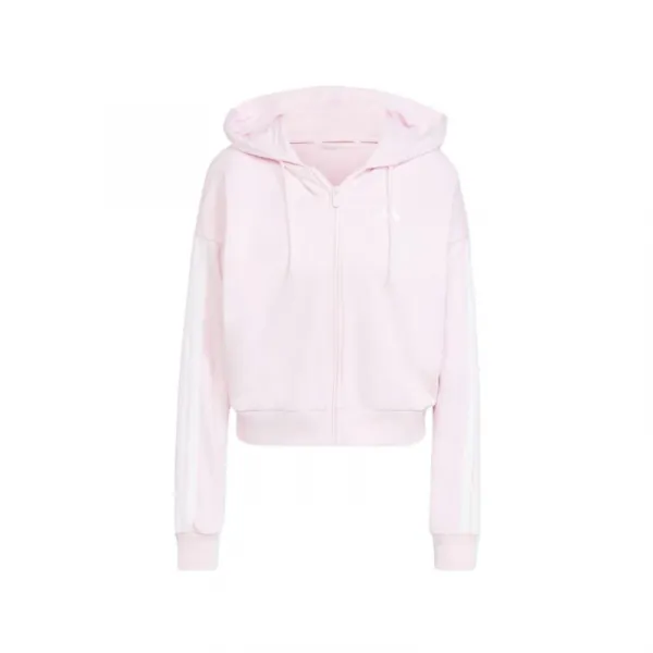 Dámska mikina so zipsom ADIDAS W 3S FT FZ HD CLPINK WHITE
