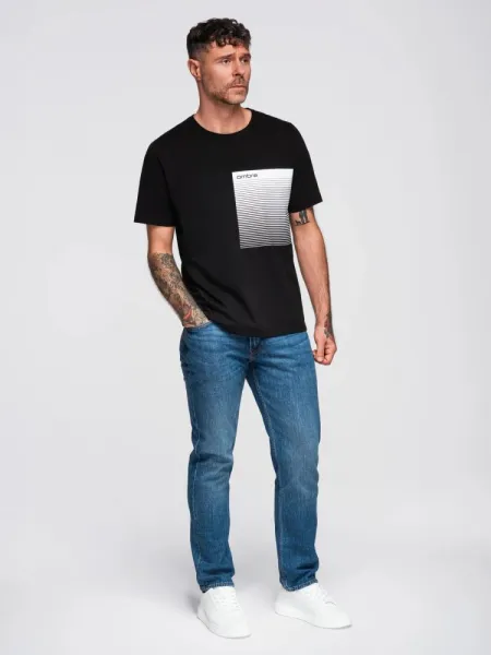 Trendy pánske tričko s krátkym rukávom- čierne