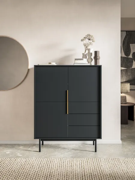 Vivaldi Vysoká komoda Viva 104 cm čierna