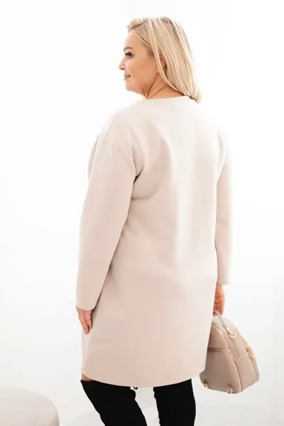 Kesi Włoski Dámska sukňa Plus Size maslo s vreckom a 3/4 rukávom béžová