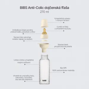 BIBS antikoliková fľaša s kaučukovým cumlíkom 270ml - Ivory