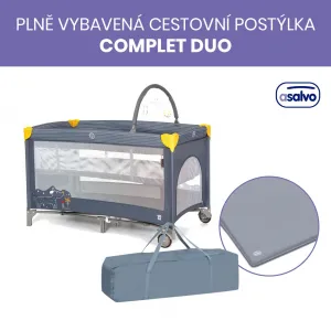 Asalvo COMPLET DUO cestovná postieľka s druhým dňom a hrazdičkou, puppy