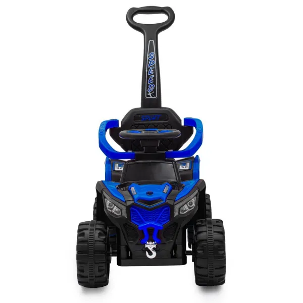 Detské elektrické odrážadlo Baby Mix Ruggy s vodiacou tyčou modré