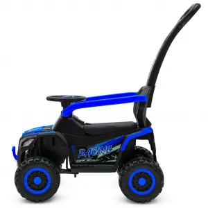 Detské elektrické odrážadlo Baby Mix Ruggy s vodiacou tyčou modré