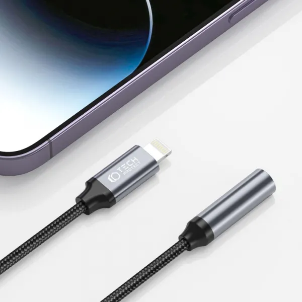 Tech-Protect Ultraboost adaptér Lightning / 3.5mm mini jack, čierny