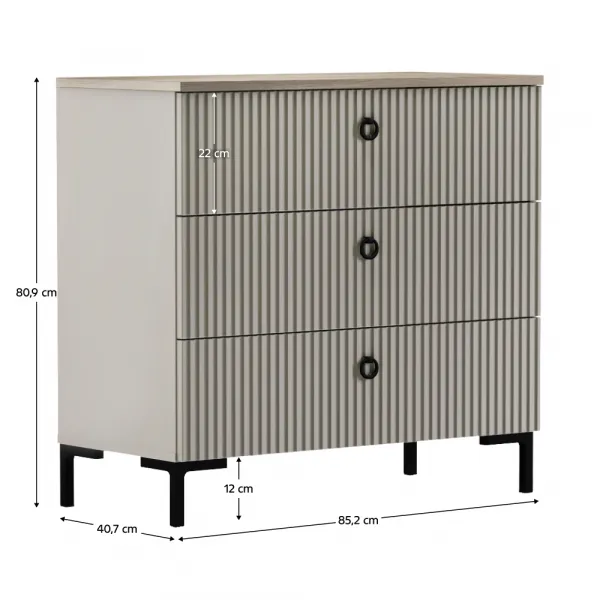 Komoda, sivohnedá Taupe/dub silverjack, DOMCA 3S
