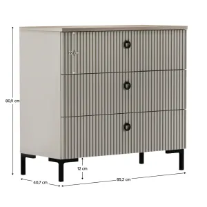 Komoda, sivohnedá Taupe/dub silverjack, DOMCA 3S