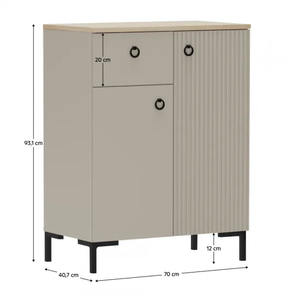 Komoda, sivohnedá Taupe/dub silverjack, DOMCA 2D1S