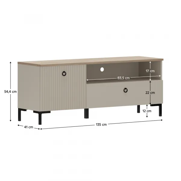 TV stolík, sivohnedá Taupe/dub silverjack, DOMCA 1K1S