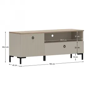 TV stolík, sivohnedá Taupe/dub silverjack, DOMCA 1K1S