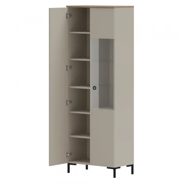 Vitrína, sivohnedá Taupe/dub silverjack, DOMCA 1D1W