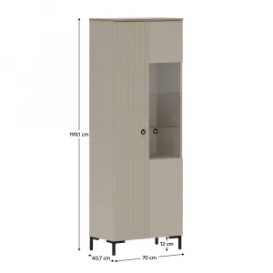 Vitrína, sivohnedá Taupe/dub silverjack, DOMCA 1D1W