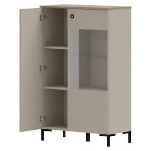 Nízka vitrína, sivohnedá Taupe/dub silverjack, DOMCA 1D1W/140