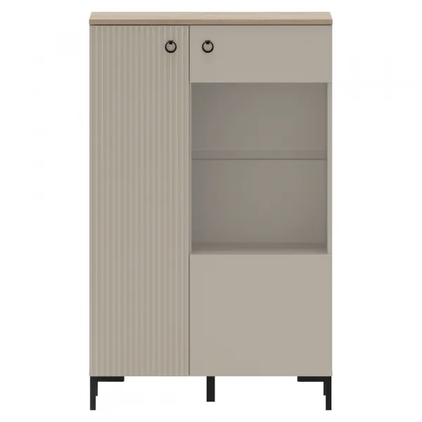 Nízka vitrína, sivohnedá Taupe/dub silverjack, DOMCA 1D1W/140