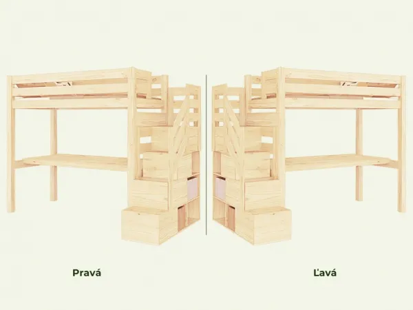Benlemi Vyvýšená posteľ MAKALU s úložnými schodmi a písacím stolom 90x200 cm Zvoľte farbu: Biela