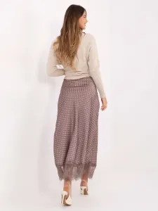 Midi sukňa s čipkou v tmavobéžovej farbe