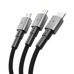 Tech-Protect Ultraboost DNA kábel USB - USB-C / Lightning / Micro USB 3A 120cm, šedý