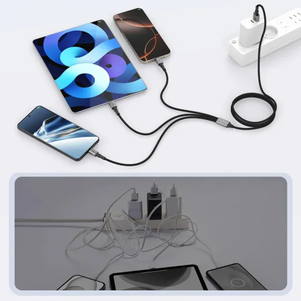 Tech-Protect Ultraboost DNA kábel USB - USB-C / Lightning / Micro USB 3A 120cm, šedý