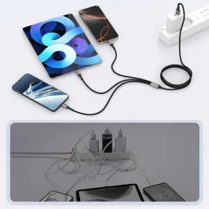 Tech-Protect Ultraboost DNA kábel USB - USB-C / Lightning / Micro USB 3A 120cm, šedý