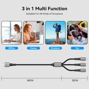 Tech-Protect Ultraboost DNA kábel USB - USB-C / Lightning / Micro USB 3A 120cm, šedý